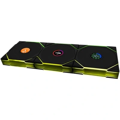 Imagen de Lian Li UNI Fan TL ventilador inalámbrico para PC LCD (120 mm, RGB, 3 unidades, con PWM, 26 ledes ARGB, hasta 1900 rpm, alto flujo de aire, bajo vibración, silencioso)