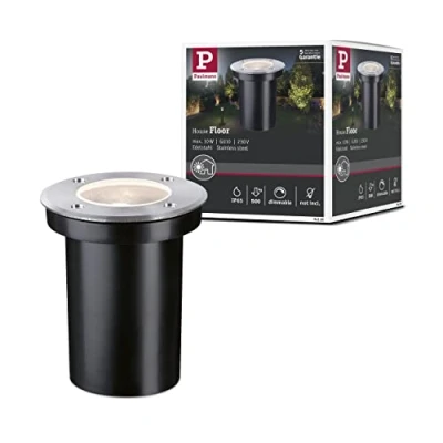 Imagen de Paulmann 94390 luminaria exterior LED, empotrable en el suelo Floor IP65, regulable, iluminación exterior, acero inoxidable, lámpara de jardín GU10