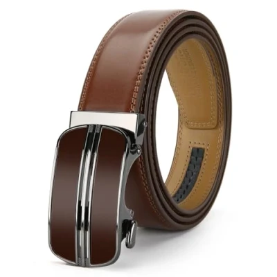 Imagen de Nelbons Cinturón Hombre, Ajustable de Trinquete Hebilla Automática Ancho 3,5cm