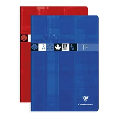 Imagen de Clairefontaine 3168C Un cahier piqué de travaux pratiques 80 pages 21x29,7 cm petits carreaux 90 g et unies 125 g, couverture carte pelliculée couleur aléatoire