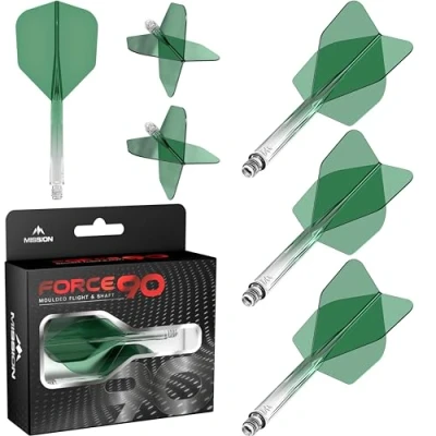 Imagen de Mission Darts Force 90 Sistema integrado de vuelo y eje dardos moldeado precisión, paquete 3 plumas tallos combinados profesionales altamente duraderos Estándar n.º 6