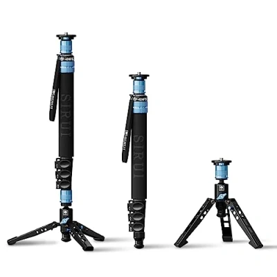 Imagen de SIRUI Monopié de Cámara, Modular 3 en 1 Video Fotográfico Fibra Carbono con Soporte Trípode 63&quot;, Carga Máxima 12kg / 26LB para Cámaras, DSLR, Videocámara P 424FS