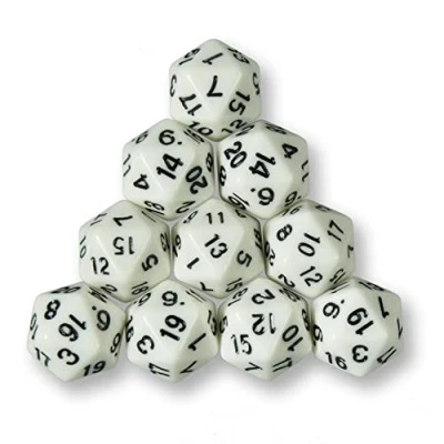 Imagen de 10 dados poliédricos W20 para juegos de rol y mesa (beige)