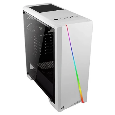 Imagen de Aerocool Cyclon, Caja de Ordenador Para Pc (Semitorre, Atx, Panel Lateral Acrílico, Led Rgb en Frontal, 13 Modos Iluminación, Incluye Ventilador Trasero 12Cm, USB 3.0), Blanco
