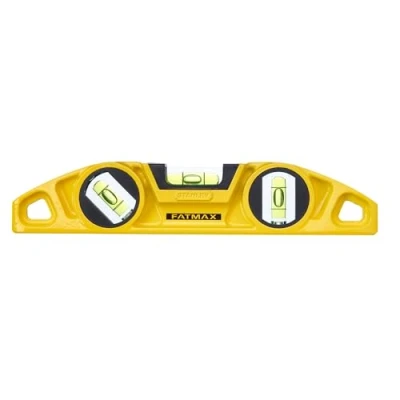 Imagen de STANLEY FATMAX Nivel Torpedo magnético, Longitud 22 cm, cuerpo de aluminio, 3 burbujas, precisión 0.5 mm/m, base magnética en V para tubos, 0 43 603