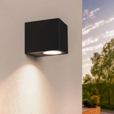 Imagen de Ledvion Hydra Lámpara de Pared LED Exterior Negro Cubo Para Un GU10 Down