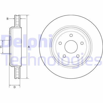 Imagen de DELPHI BG9214C Disco de freno 350 28 5 ventilado revestido sin procesar cojinete rueda, anillo sensor ABS JEEP: GRAND CHEROKEE 4