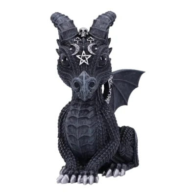 Imagen de Nemesis Now Cult Cuties Lucifly Figura de dragón 10,7 cm, Resina, Negra, Cuties, Adorable cornudo, Detalles Plateados, fundida en la Mejor