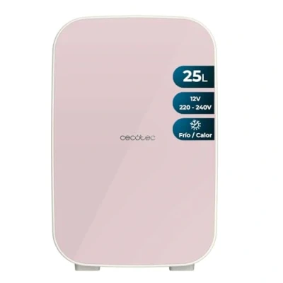 Imagen de Cecotec Nevera Pequeña Bolero MiniColing 25L Bahamas Pink. Capacidad 20 L, Funcionamiento 12 220 V, Compatible con Coches y Caravanas, Función Frío Calor, Temperatura Regulable de 7 ºC a 65