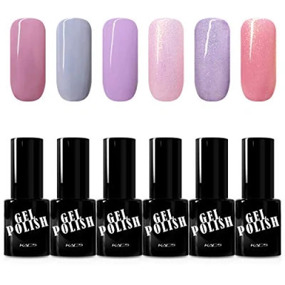 Imagen de KADS Kit Uñas de Gel Esmalte Semipermanente Color 6pcs Laca Soak Off Top Coat Base UV LED Manicura Arte 9.5ml