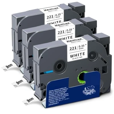 Imagen de 3x XemaX Compatible Cinta 9mm X 8m Reemplazo para Brother PT Tze 221 Tz Negro sobre Blanco Laminado Casete D210VP H101C 1010 P750W H100P 1000 D450 Etiquetadora