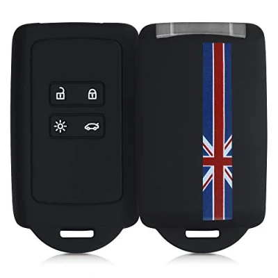 Imagen de kwmobile Funda de Silicona Compatible con Renault Llave Coche Smart Key 4 Botones (Solo Keyless Go) Carcasa para Case Mando automóvil Bandera británica