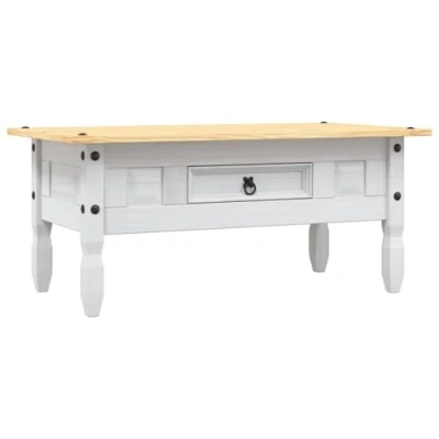 Imagen de vidaXL Mesa de Centro Mesita Sofá Mesilla Café Salón Madera Tipo Corona Range Pino Mexicano Blanco