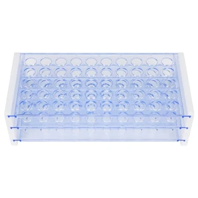 Imagen de Labasics Soporte para Tubos de Ensayo, Rejilla Plástico azul 3 Niveles y Desmontable Experimentos Científicos Laboratorio, Capacidad 50 Ensayo 13 mm