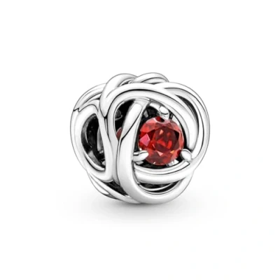 Imagen de Pandora Moments Dije de plata ley con diseño círculo la eternidad cristal rojo auténtico