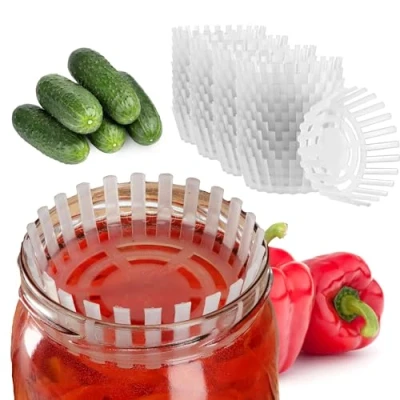 Imagen de KADAX peso de fermentación para tarros conserva, tapa plástico, alimentos con red chucrut, kimchi y pepinos, ayuda (fi 100 mm/40 unidades)
