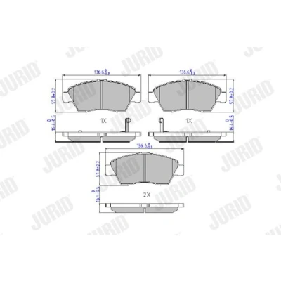 Imagen de JURID 572340J Juego de pastillas freno con avisador acústico desgaste sin accesorios HONDA: CIVIC 6 Hatchback, 7 Hatchback