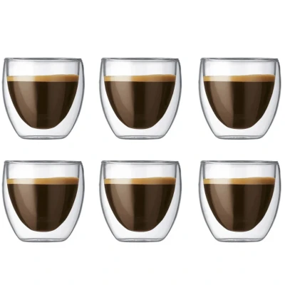 Imagen de Bodum Pavina Set de 6 vasos térmicos, 0,08 l, cristal borosilicato, transparentes