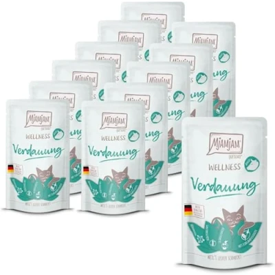 Imagen de MjAMjAM Comida húmeda para Gatos Wellness Digestión Vacuno, Pack de 12 (12 x 125g), sin Cereales