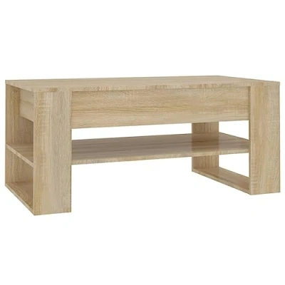 Imagen de vidaXL Mesa de Centro Mesita Auxiliar Consola Lateral Salón Sofá Sala Estar Café Muebles Mobiliario Madera Contrachapada Roble Sonoma 102x55x45 cm
