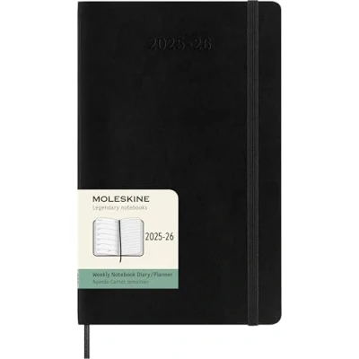 Imagen de Moleskine Weekly Planner 2025 2026, Agenda Semanal 18 Meses Con Espacio para Notas, Tapa Suave y Cierre Elástico, Formato Grande 13 x 21 cm, Color Negro
