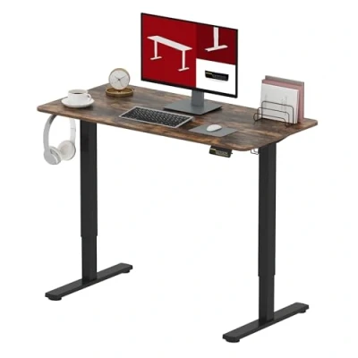 Imagen de SANODESK 120 x 60 cm Escritorio Elevable Eléctrico con Tablero Regulable en Altura Telescópico Bidireccional Control de Memoria y Tecnología Anticolisión (Marrón)