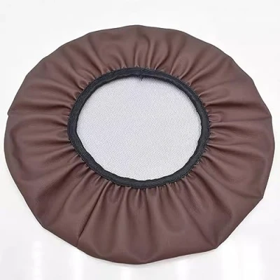 Imagen de Xpnit Fundas redondas de cuero para taburete, impermeables, elásticas, PVC, protector asiento taburete bar, silla oficina (2 unidades 35 cm, marrón)