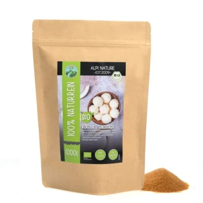 Imagen de Azúcar de flor coco orgánico (1kg), cultivo certificado, sin gluten, lactosa, probado en laboratorio, vegano