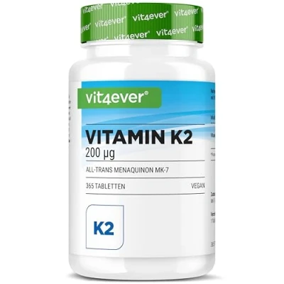 Imagen de Vitamina K2 MK7 365 comprimidos 200 µg por comprimido Contenido total &gt;99,7% MK 7 menaquinona Altamente dosificada Sin aditivos no deseados Vegana