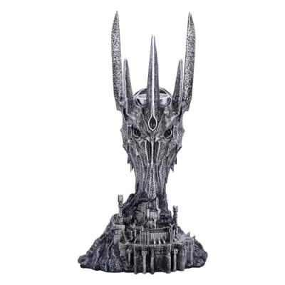 Imagen de Nemesis Now Lord of The Rings Sauron Portavelas de té, 33 cm, Resina, Plata, Licencia Oficial, Escultura Sauron, Inserto Metal para sostener Velas Fundido en la Mejor Pintado a