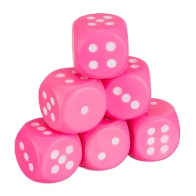 Imagen de Relaxdays Set de 6 Dados Gigantes Gomaespuma, Juego Habitación Infantil, Cubos Tela, 7,5 x cm, Rosa, 7.5 cm
