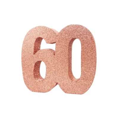 Imagen de Anniversary House Number 60 Purpurina Centro de Mesa Decoración cumpleaños la Edad hitos Recuerdo Fiesta, Color oro rosa, 20 cm (Creative Party H126)