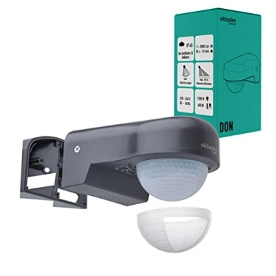 Imagen de Oktaplex Don Detector de Movimiento Exterior 230V IP65 Ajustable 240 Sensor PIR 10m Alcance Antracita LED Adecuado Incl. Soporte esquinero