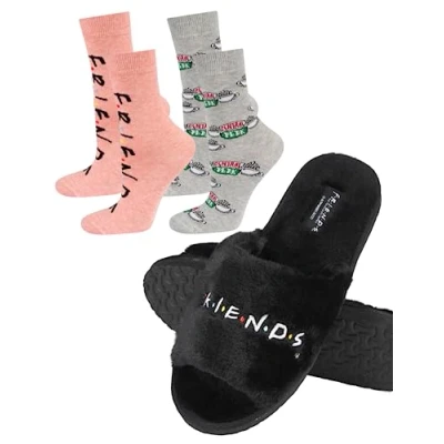 Imagen de Warner Bros Friends Zapatillas Casa Mujer Invierno Regalos Merchandising 39/40 + Calcetines 35 40 2 Pares