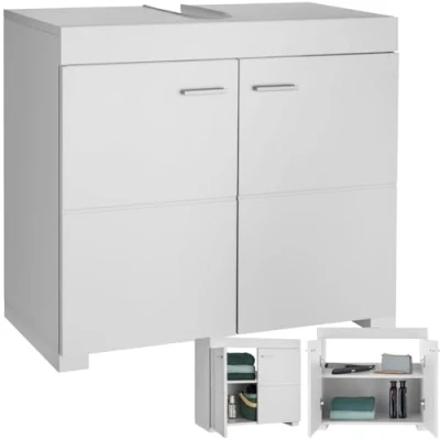 Imagen de TecTake® Mueble bajo Lavabo, Almacenamiento baño con 2 Compartimentos espaciosos, Lavabo Puertas batientes, Auxiliar, Fregadero, Armario para Modelo C
