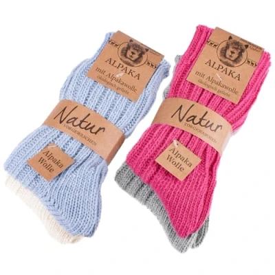 Imagen de BRUBAKER 4 Pares de Calcetines Alpaca 100% Juego Invierno Para Hombre y Mujer Rosa Talla 35 38