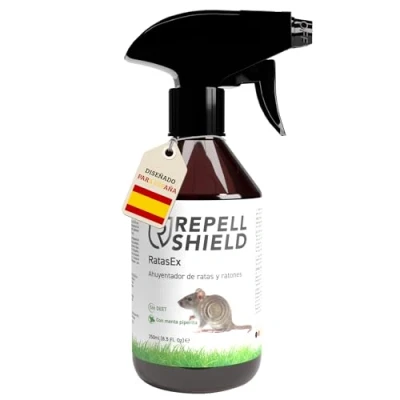 Imagen de RepellShield Spray Ahuyentador de Ratas y Ratones con Aceite Menta, 250ml No Mancha Repelente para Exterior e Interior Alternativa Inofensiva a Trampa Veneno