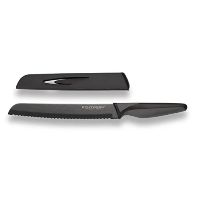 Imagen de Echtwerk Edelstahl Brotmesser EW SS 0130 Black Steel Cuchillo de Pan, Inoxidable Incl. Un Protector para la Hoja, 20cm, Iron, Acero Negro, 20 cm