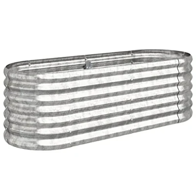 Imagen de vidaXL Jardinera Arriate Elevado Maceta Macetero Tiesto Soporte para Plantas Vegetales Hierbas de Acero Recubrimiento en Polvo Plateado 114x40x68 cm