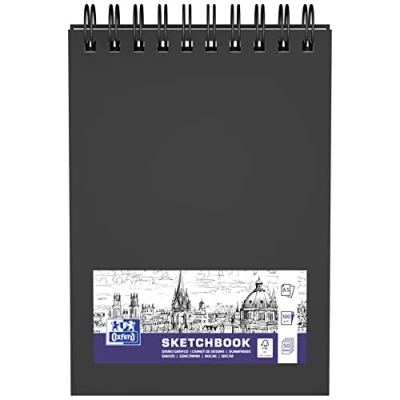 Imagen de Oxford Cuaderno de bocetos A5, 50 hojas, 100 g, doble espiral, tapa dura, color negro