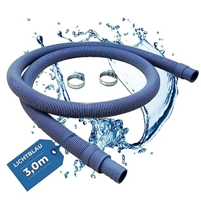Imagen de Lichtblau manguera de desagüe lavadora lavavajillas 2985 Longitud 3 m I Set completo 2 abrazaderas incluidas Tubo drenaje agua aplicación universal independiente fabricante