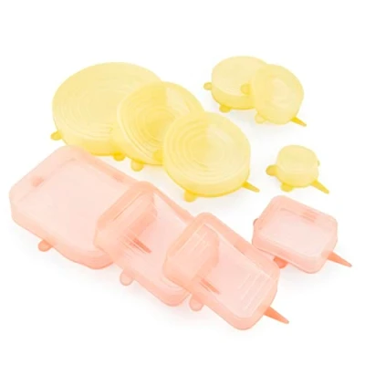 Imagen de InnovaGoods® Set de 10 tapas cocina reutilizables y ajustables Lilyd, conserva los alimentos frescos evita el desperdicio, diseño compacto, ideal para hogar