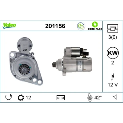 Imagen de VALEO 201156 Motor de arranque 12 2 VOLKSWAGEN: Transporter 5 Bus, Passat B6 Berlina, 5, SEAT: Leon II Hatchback, Altea, Altea XL