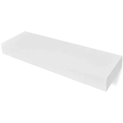 Imagen de vidaXL 2X Estantes de Pared Flotantes con Cajones 80 cm Blanco Librería Orden
