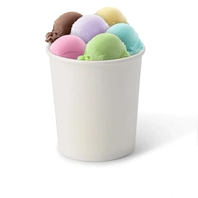 Imagen de GREENBOX Juego de 50 vasos para helados cartón, 400 ml, desechables, sin plástico y biodegradables