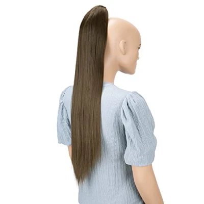Imagen de CAISHA Postizo De 70 cm Trenza Cola Caballo Liso Extensiones Cabello Marrón H159