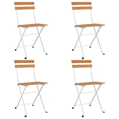 Imagen de vidaXL 4 sillas plegables para bistró, muebles de jardín, patio, cenas, madera al aire libre, comedor, maciza, acacia y acero