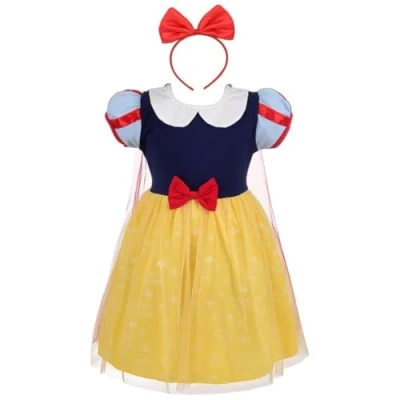 Imagen de Lito Angels Disfraz Vestido de Princesa Blancanieves con Capa y Aro Pelo para Bebe Niñas Talla 12 18 Meses