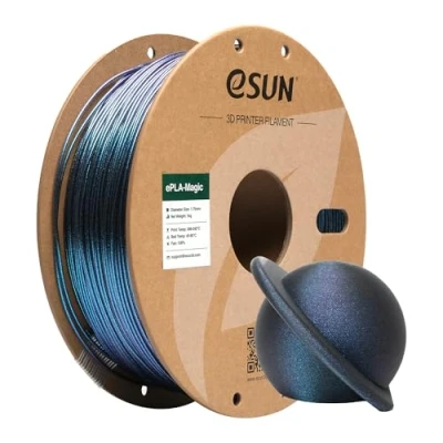 Imagen de eSUN Doble Color Filamento PLA 1.75mm, ePLA Magic con Purpurina, Precisión Dimensional +/ 0.05mm, Carrete de 1KG (2.2 LBS) para Impresoras 3D,Azul Centelleante Oscuro