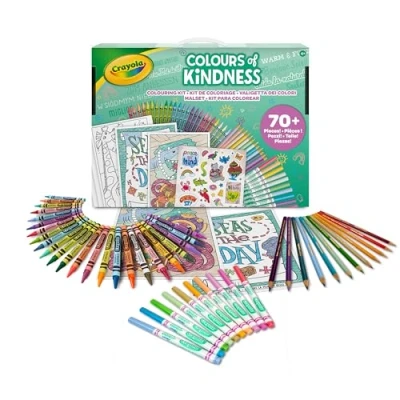 Imagen de CRAYOLA Colours of Kindness, Maletín de Colores, Más 70 Piezas, Rotuladores, Lápices Cera, Lápices, Hojas para Colorear, Pegatinas, a partir 4 años, 04 2941
